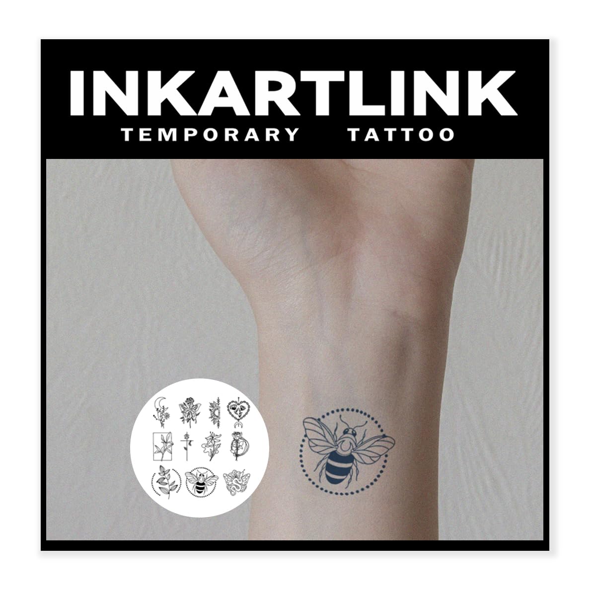 Inkartlink Extra-Large Semi Permanent Temporary Tattoos - Realistic Bee Designs, Waterproof, 1-2 Weeks