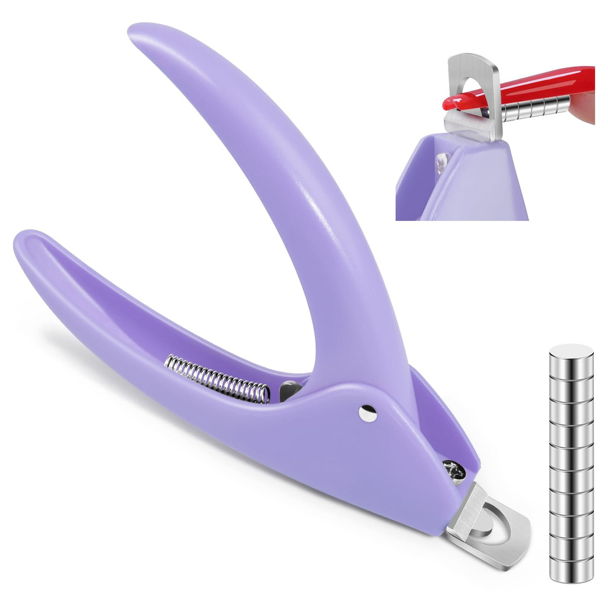 Morgles Purple Acrylic Nail Cutter With Magnets & Size Measurement For Salon & Home Manicure