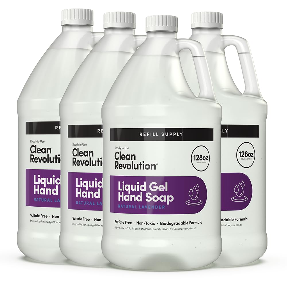 Clean Revolution Liquid Gel Hand Soap, Natural Lavender, 128 Fl Oz, 4 Pack - Quick Lather & Rinse