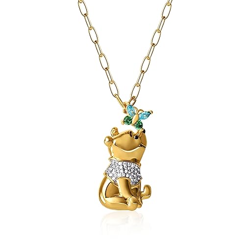 Disney Winnie The Pooh Pendant Necklace - 18-Inch Brass Paper Clip Chain Jewelry