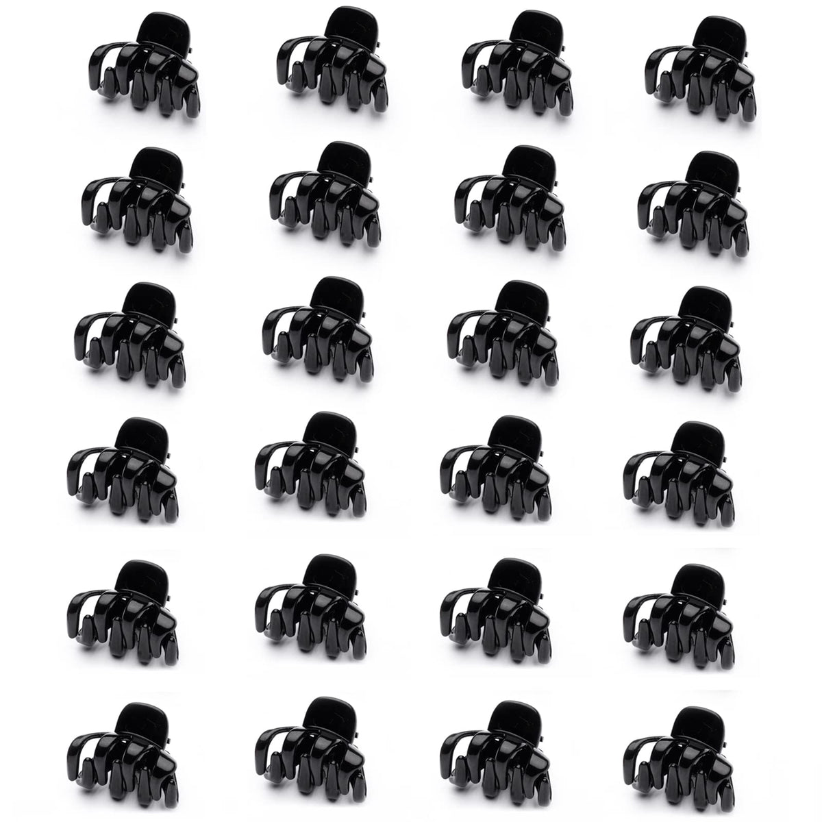 Cobahom 24 Pcs Black Mini Hair Claw Clips 1.2 Inch Plastic No-Slip Accessories For Women & Girls