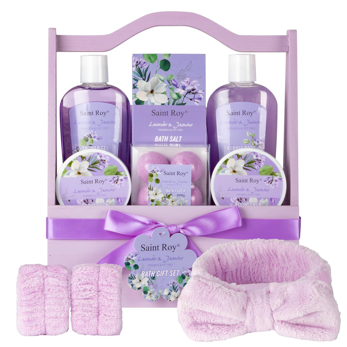 Saint Roy 13Pcs Lavender Jasmine Spa Gift Set - Perfect Valentines Day & Birthday Gifts For Her