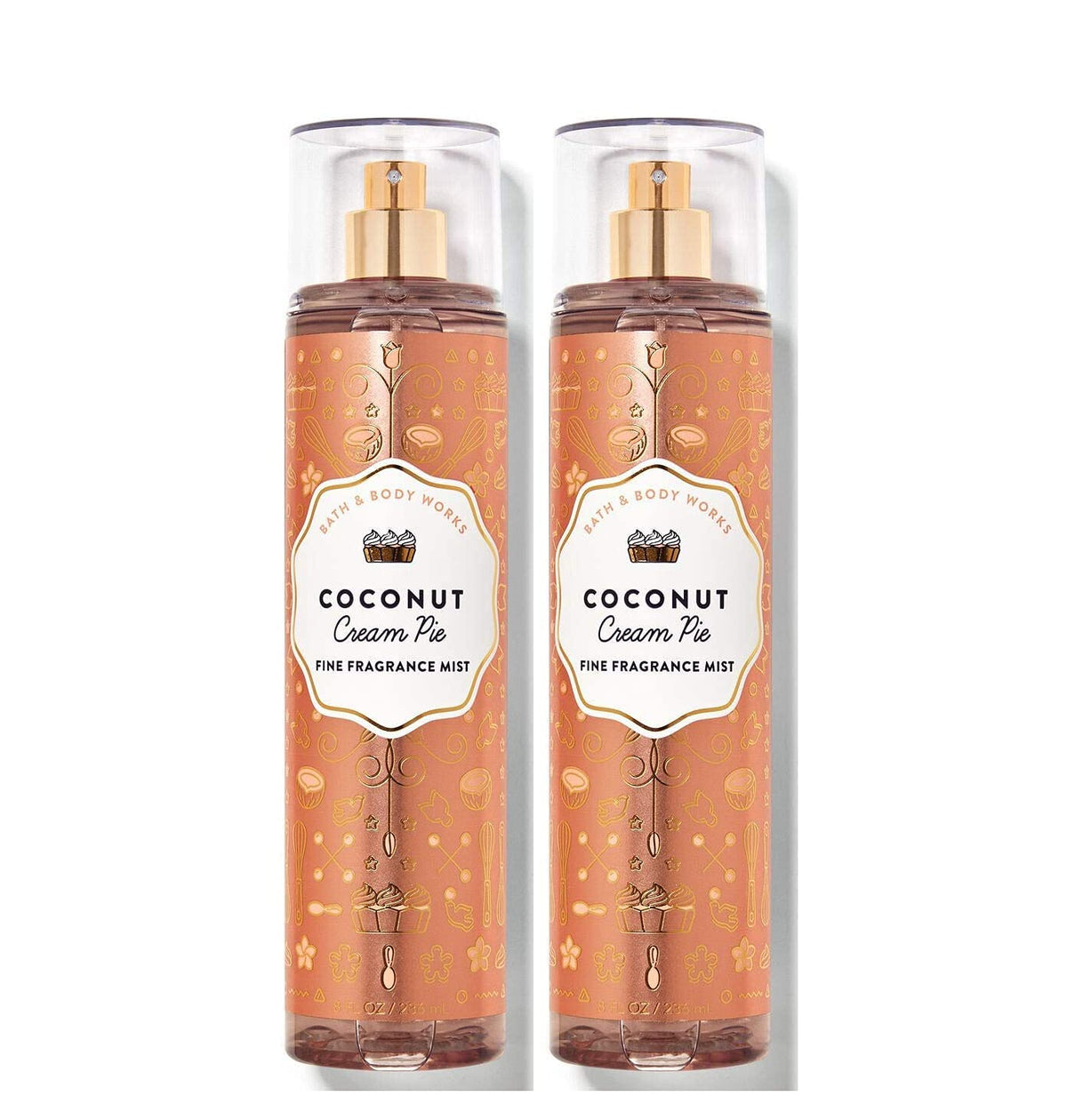 Bath & Body Works Coconut Cream Pie Fine Fragrance Mist Pack Of 2 - 8 Oz Bottles