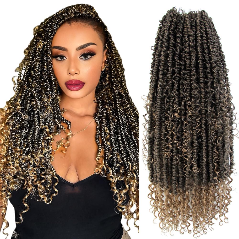 Serendipa 22&quot; Passion Twist Crochet Hair, Ombre Honey Blonde, Pre-Looped Braiding Hair (8 Packs)