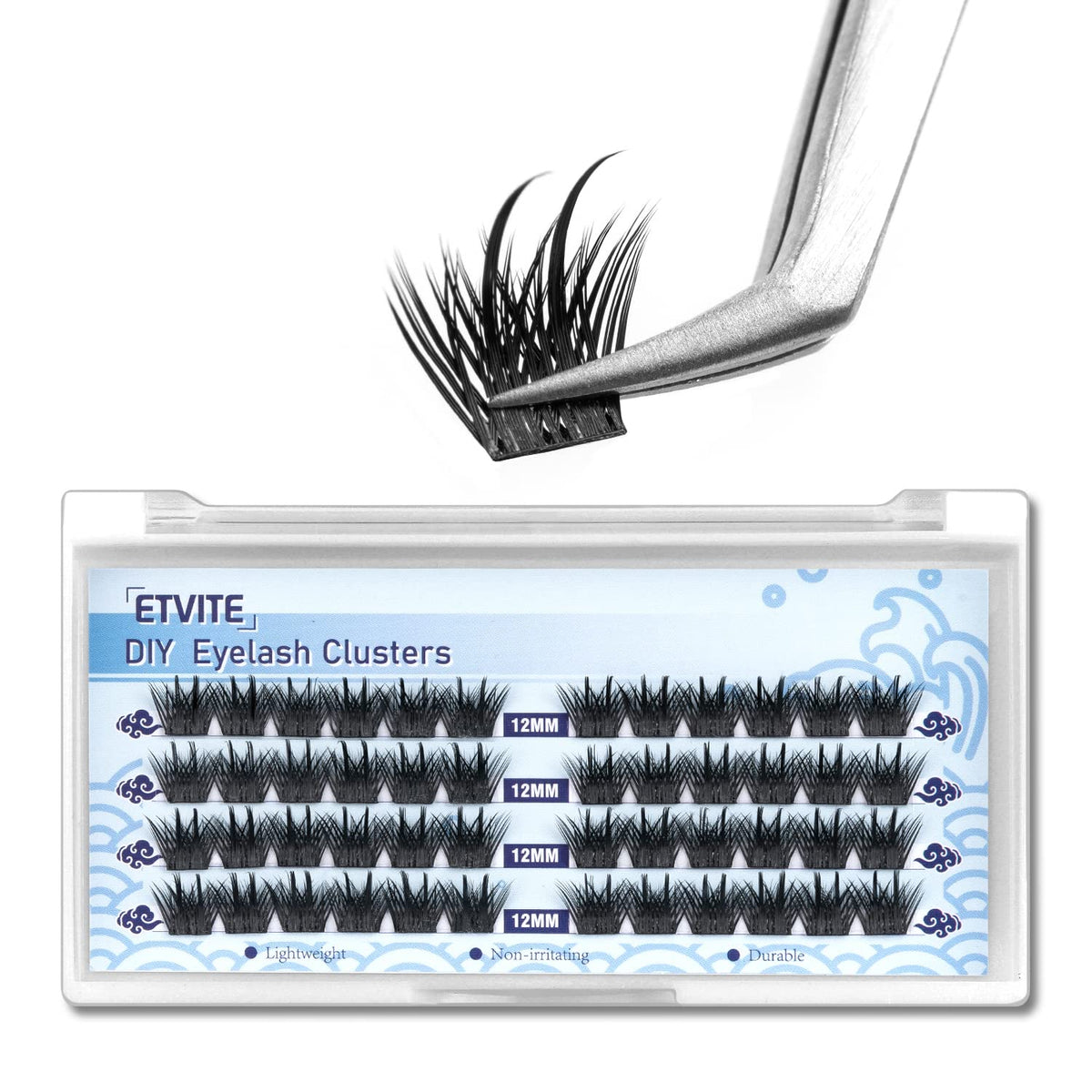 Etvite Diy Eyelash Extensions - 48 C Curl Lash Clusters, 12Mm Wispy Reusable For Natural Look