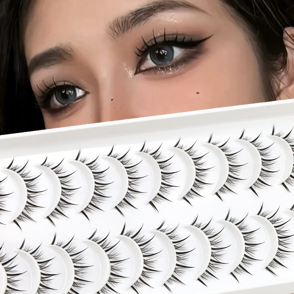 Obeyalash Anime Lashes 10 Pairs - 13Mm Spiky Faux Mink Cosplay Wispy Natural Look Eyelashes