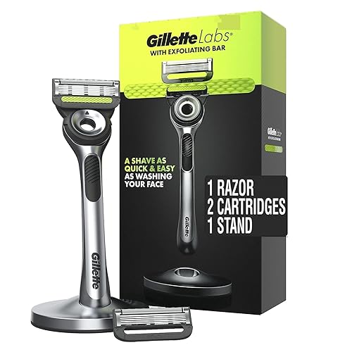 Gillette Labs Men'S Razor Kit With Exfoliating Bar, Handle, 2 Blade Refills & Magnetic Stand