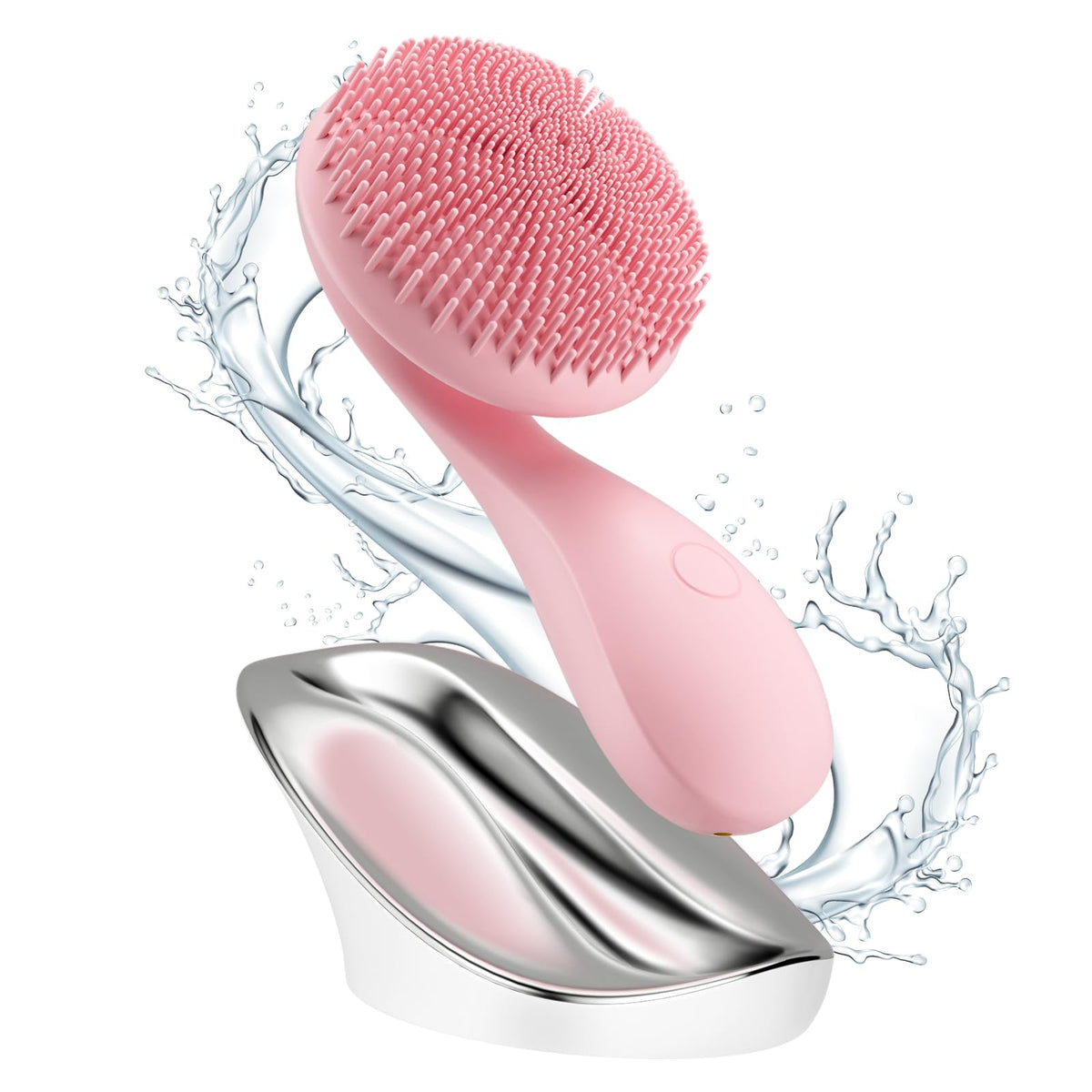 Ccigedy 2 In 1 Facial Cleansing Brush - Waterproof Silicone Scrubber With Rotating Massage Beads