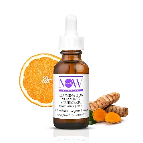 Now Beauty Vitamin C & Turmeric Face Oil - Brightening Serum For Puffiness & Collagen Boost - 1 Oz