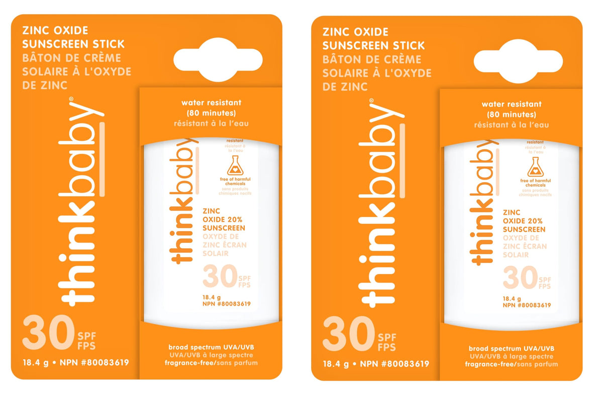 Thinkbaby Sunscreen Stick, Spf 50, 0.64 Oz (2 Pack) - Safe For Kids, Water Resistant