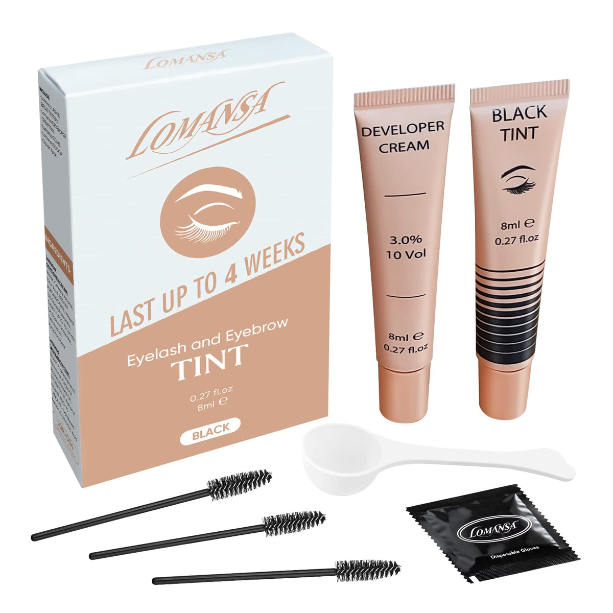 Lomansa Lash Tint Kit - Black Eyebrow & Eyelash Tint, Lasts Up To 4 Weeks, 0.