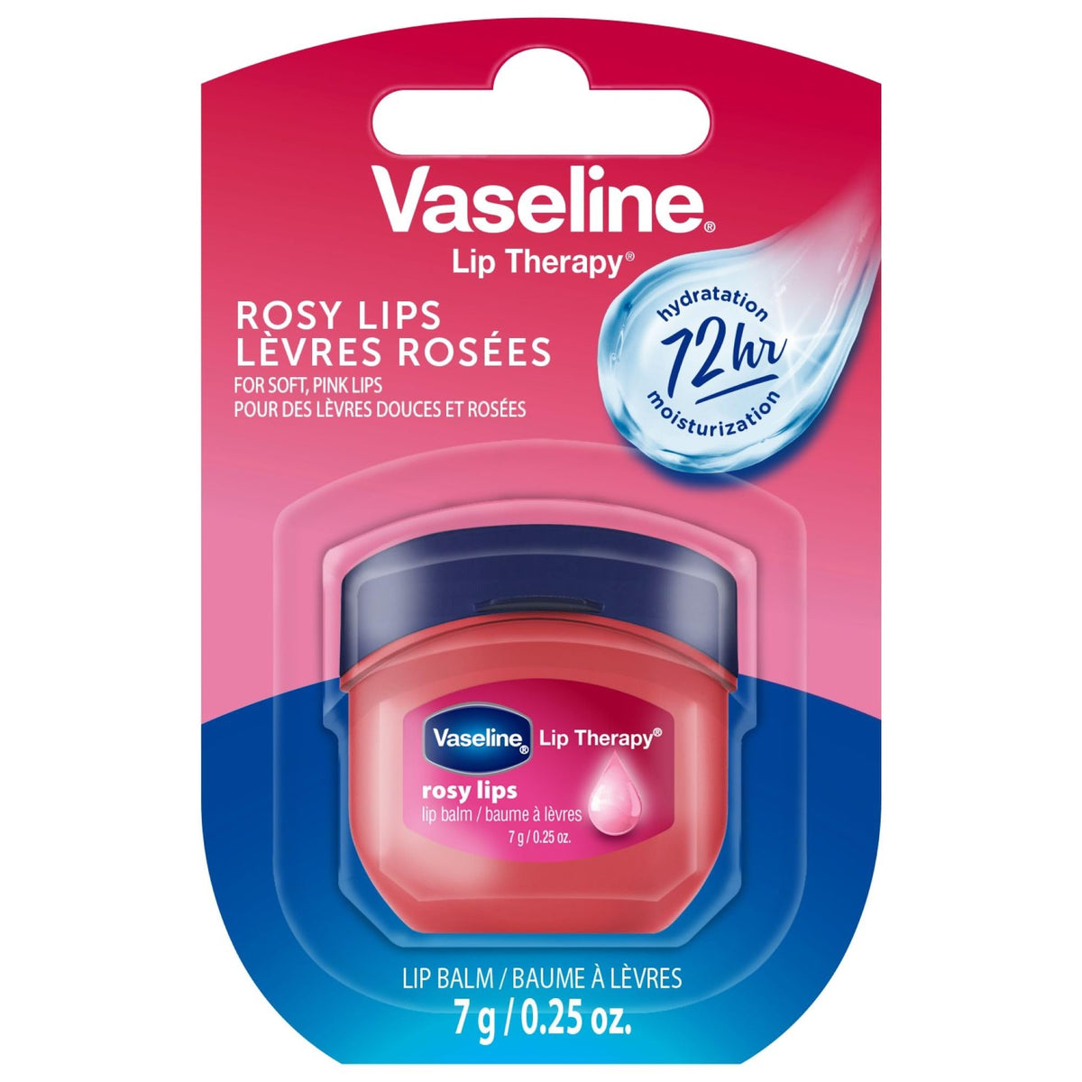 Vaseline Lip Therapy Mini Lip Balm, Rosy, 0.25 Oz - Moisturizing Pink Lip Care