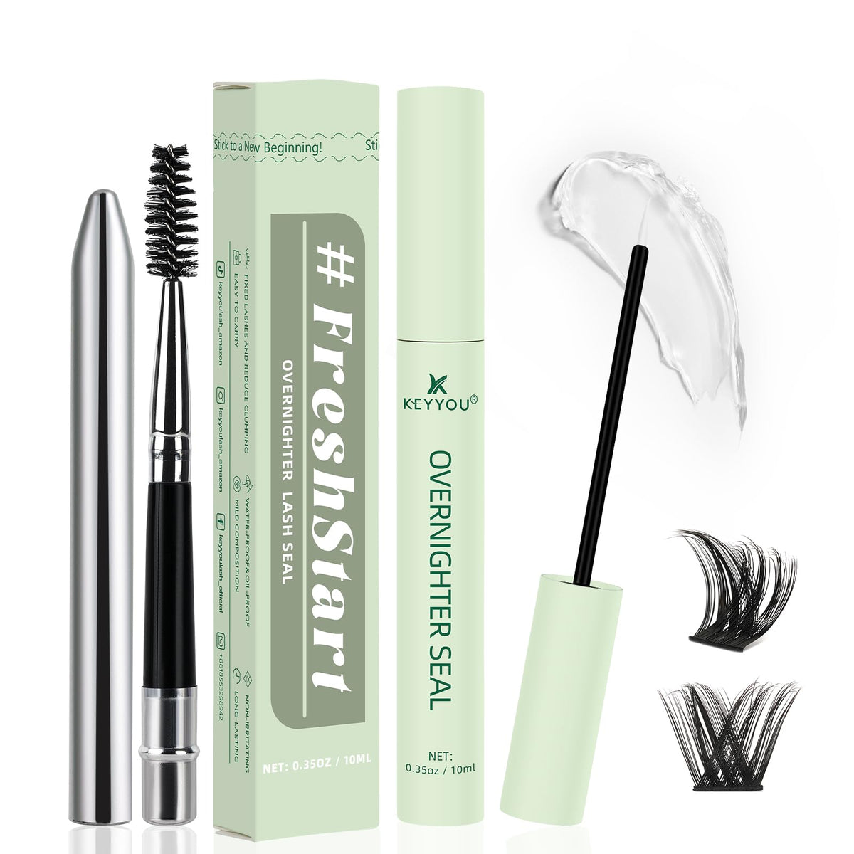 Keyyou Lash Clusters Overnighter 10Ml Sealant - Waterproof Clear Lash Sealer For 14 Days Wear