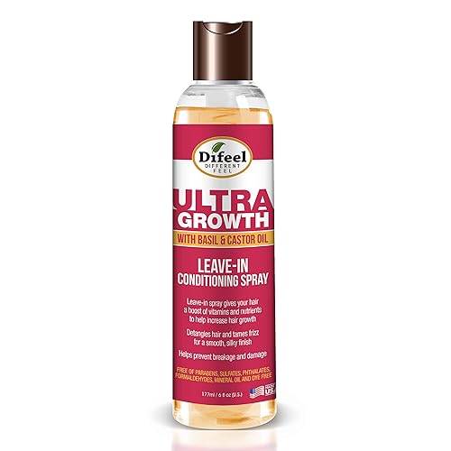 Difeel Ultra Growth Basil & Castor Hair Oil Leave-In Conditioning Spray, 6 Fl Oz