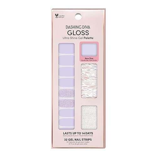 Dashing Diva Gloss Nail Strips - Gleam Queen, 34 Pc Gel Nail Stickers, Uv Free, Chip Resistant