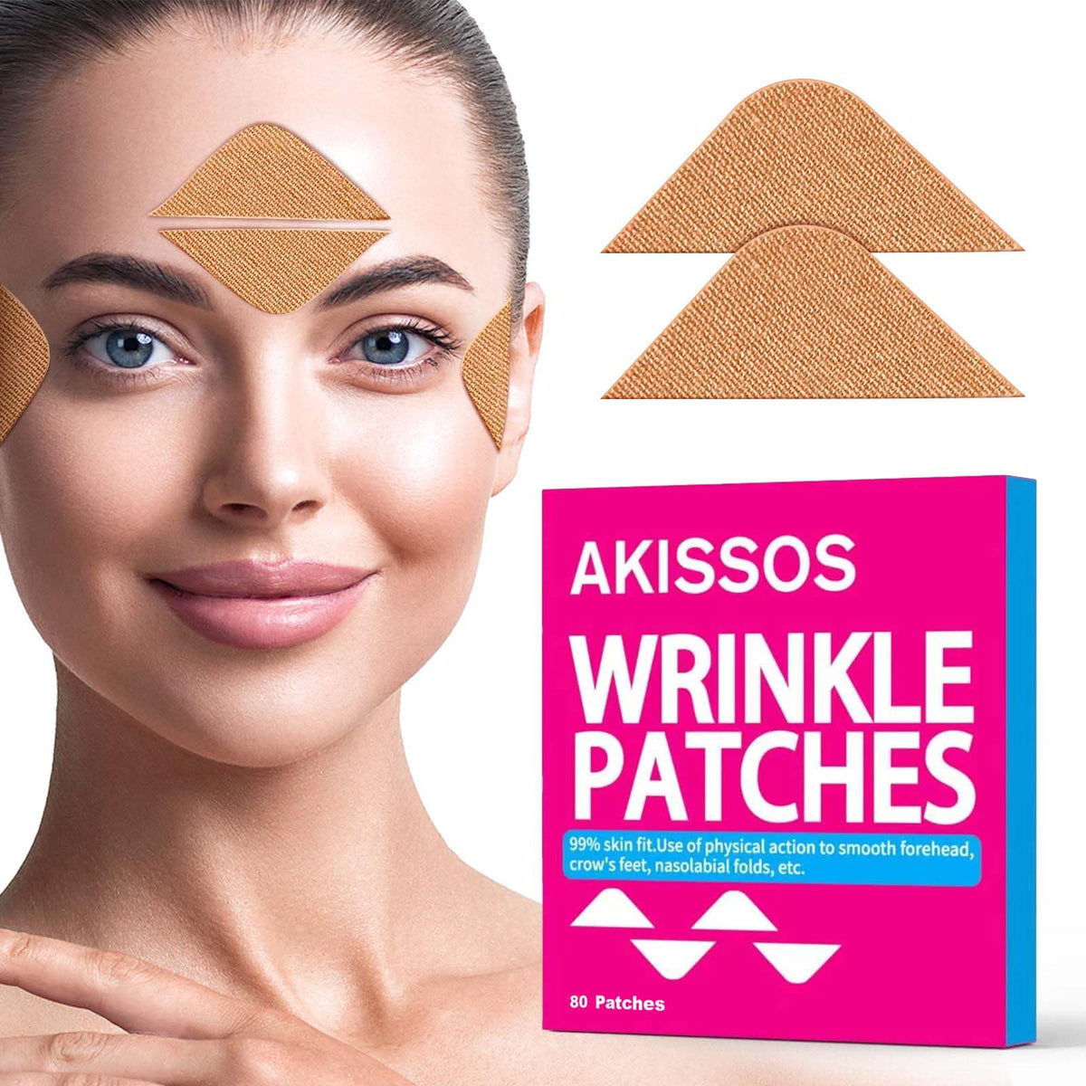 Akissos Forehead Wrinkle Patches - 80 Pcs Hypoallergenic Full Face Tape For Wrinkles & Lines