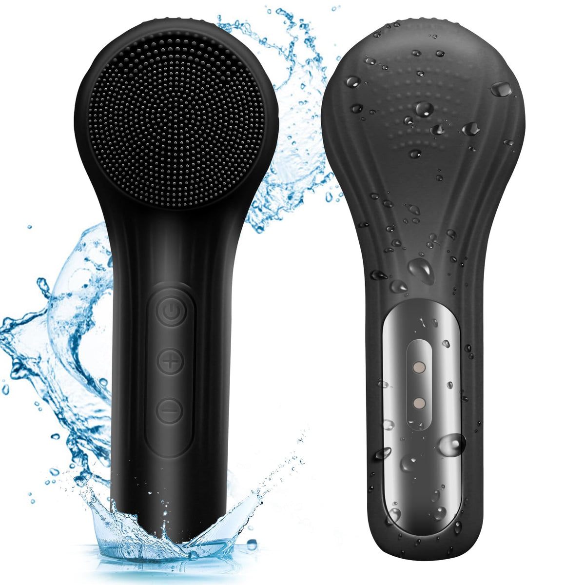 Feoflen Silicone Face Scrubber - Waterproof Rechargeable Exfoliator & Cleanser For Men & Women - Black