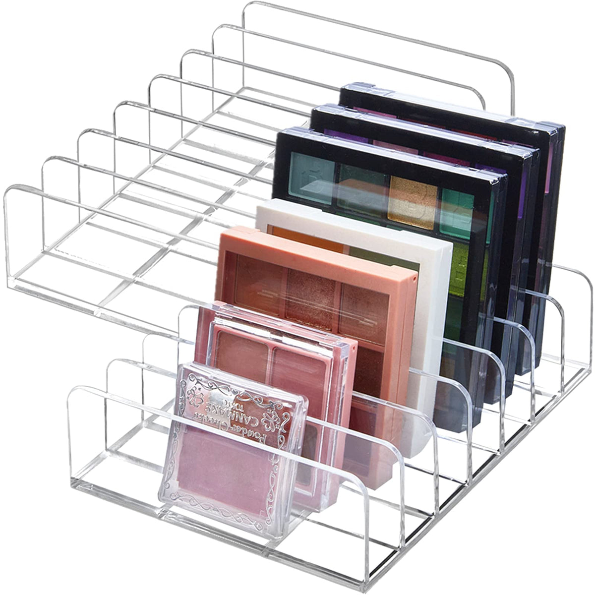 Tuzazo Acrylic Eyeshadow Palette Organizer - 7-Section Clear Makeup Storage Holder