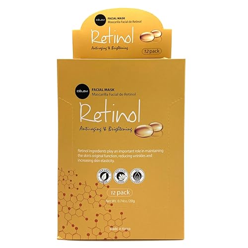 Celavi Facial Mask Set - 12 Retinol Korean Essence Sheet Masks For Radiant Skin