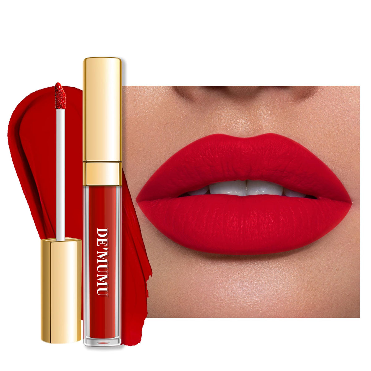 De'Mumu Matte Red Lipstick - Long Lasting, Smudgeproof Liquid Lipstick, Dm29 Flamingo, 1 Oz