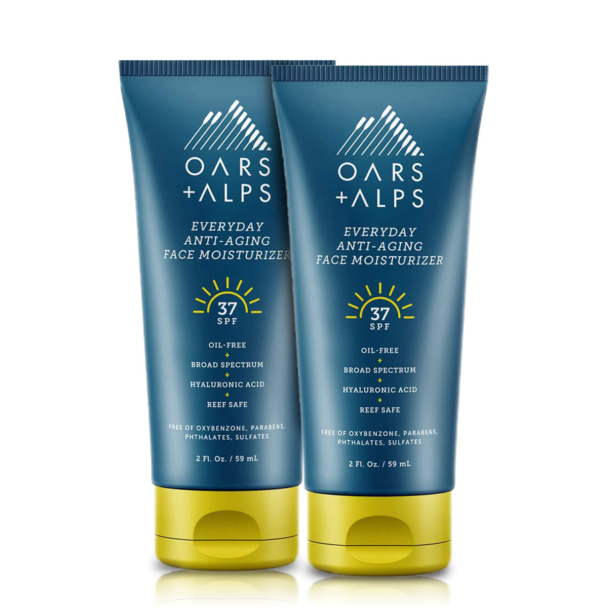 Oars + Alps Spf 37 Sunscreen & Anti-Aging Face Moisturizer, 2 Pack, Tsa Friendly, 2 Fl