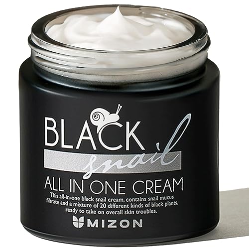 Mizon Black Snail All In One Cream - Intensive Korean Moisturizer With Snail Mucin Extract 2.54Oz