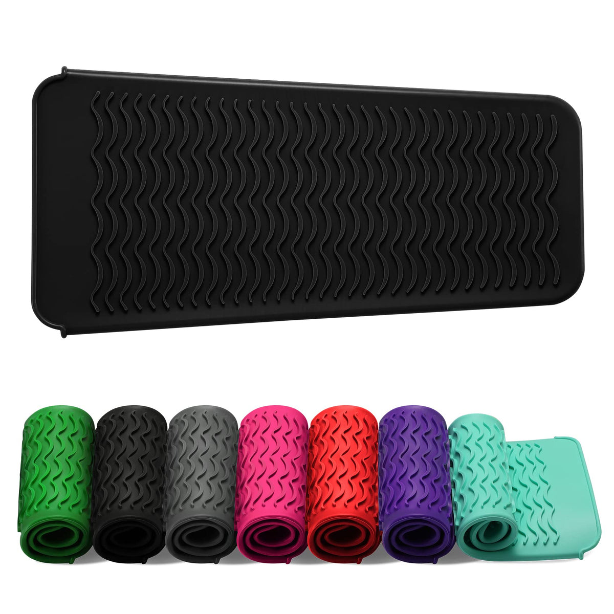 ZAXOP Silicone Heat Resistant Mat Pouch for Flat Iron & Curling Iron - Black