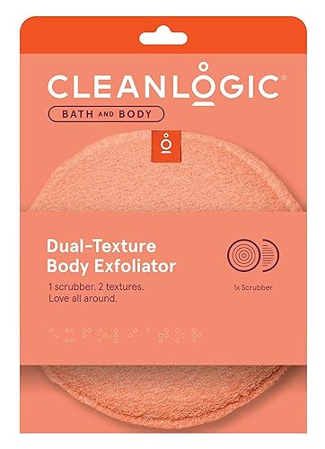 Clean Logic Exfoliating Body Scrubber - Round Dual Texture, 1 Count, Spa Quality Body Care