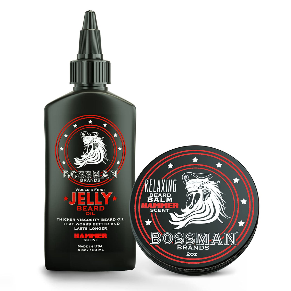 Bossman Beard Oil Jelly & Balm Combo - Hammer Scent, 4 Fl Oz (Pack Of 2)