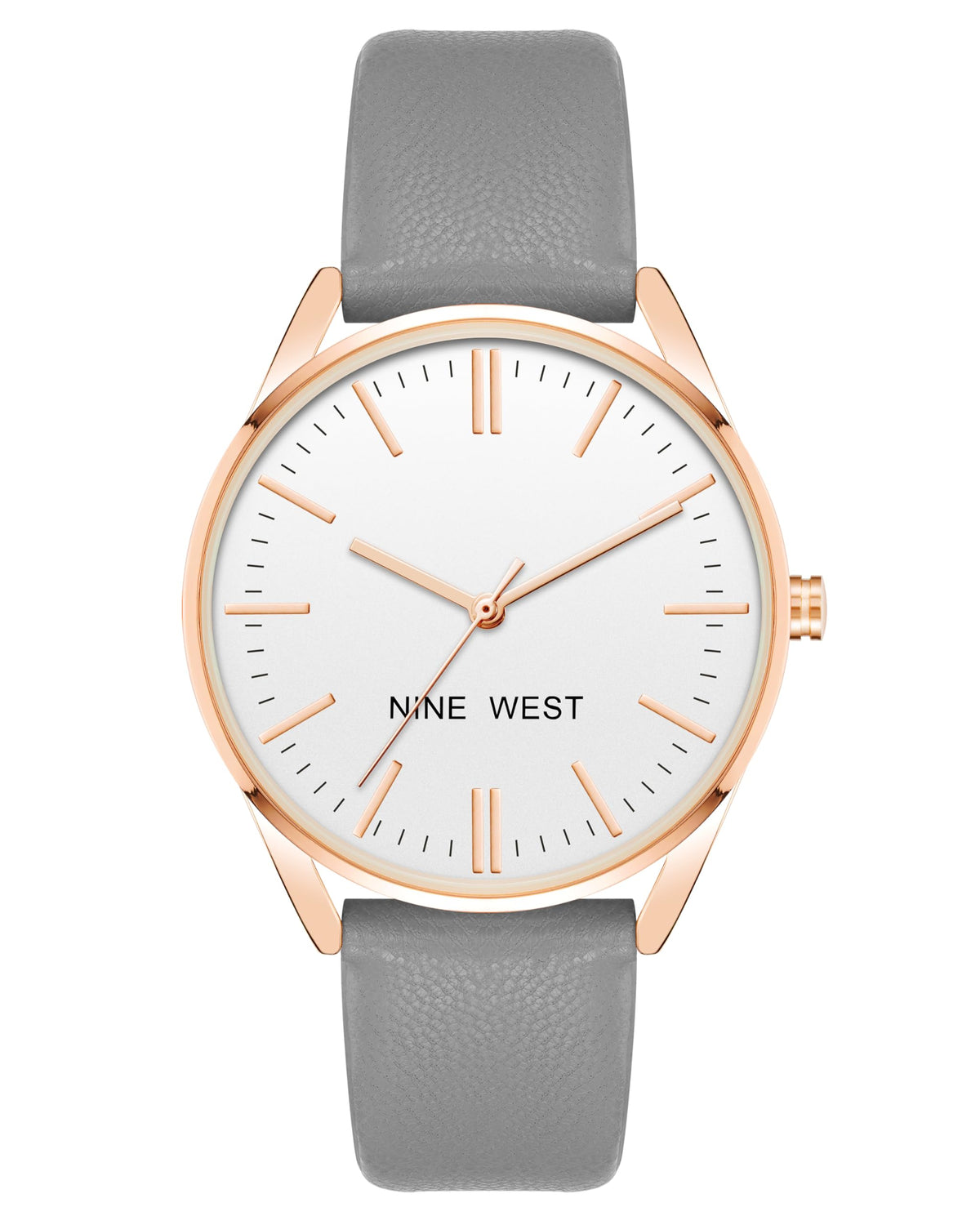 Nine West Women'S Grey/Rose Gold Strap Watch, 8 Inches, Polyurethane Material