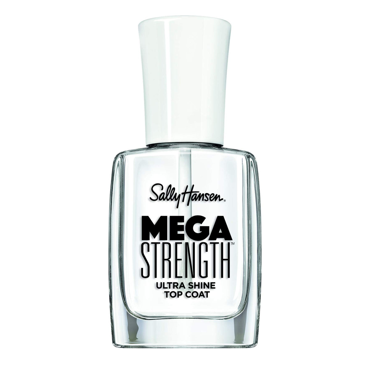 Sally Hansen Mega Strength Top Coat - Transparent, 0.4 Fl Oz For Long-Lasting Shine