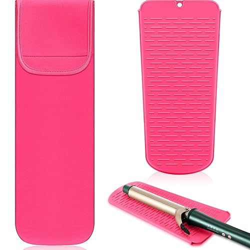 Shappy Heat Resistant Flat Iron Holder & Travel Case, Rose Red Neoprene & Silicone Mat