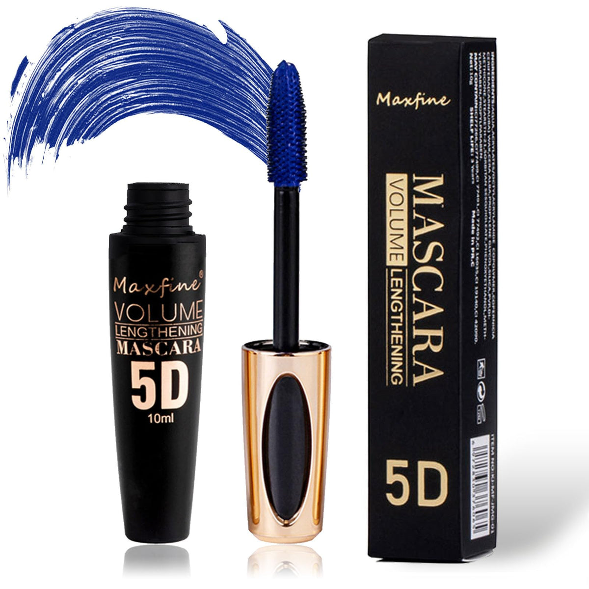 Miescher Blue Waterproof Mascara - 5D Silk Fiber, Long Lasting, Curling & Volumizing 0.