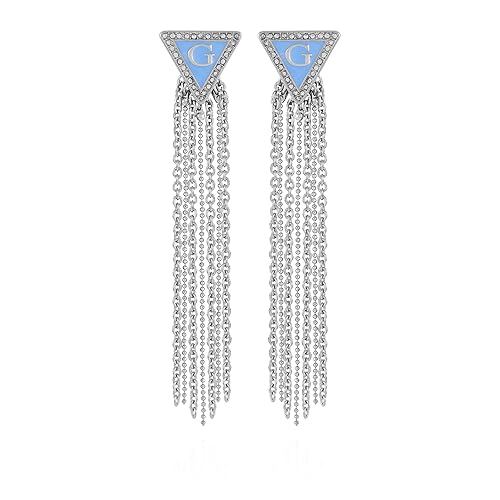 Guess Silvertone Chain Linear Earrings - Elegant Metal One Size Jewelry