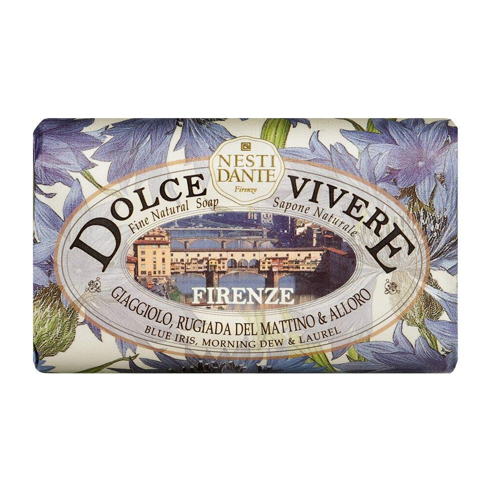 Nesti Dante Dolce Vivere Fine Natural Soap - Firenze Blue Iris, Morning Dew & Laurel, 8.8Oz