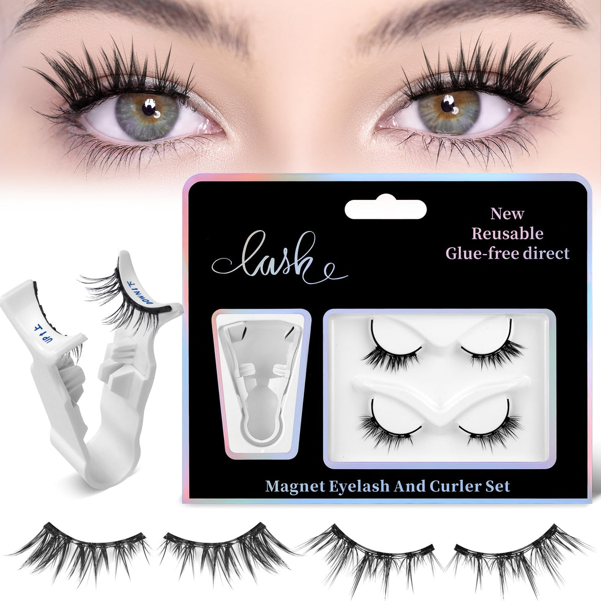 Onewly Magnetic Eyelashes - 2 Pairs Reusable Faux Mink Lashes, No Glue, Easy Application