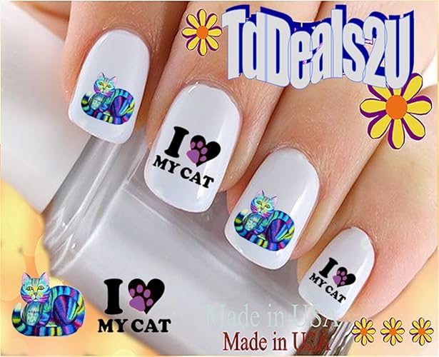 Hipzysticky Nail Art Decals - Waterslide Animal Stickers, Cats, Diy Salon Quality Accessories