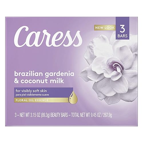 Caress Beauty Bar Soap, Brazilian Gardenia & Coconut Milk, 3.15 Oz, 3 Bars For Soft Skin