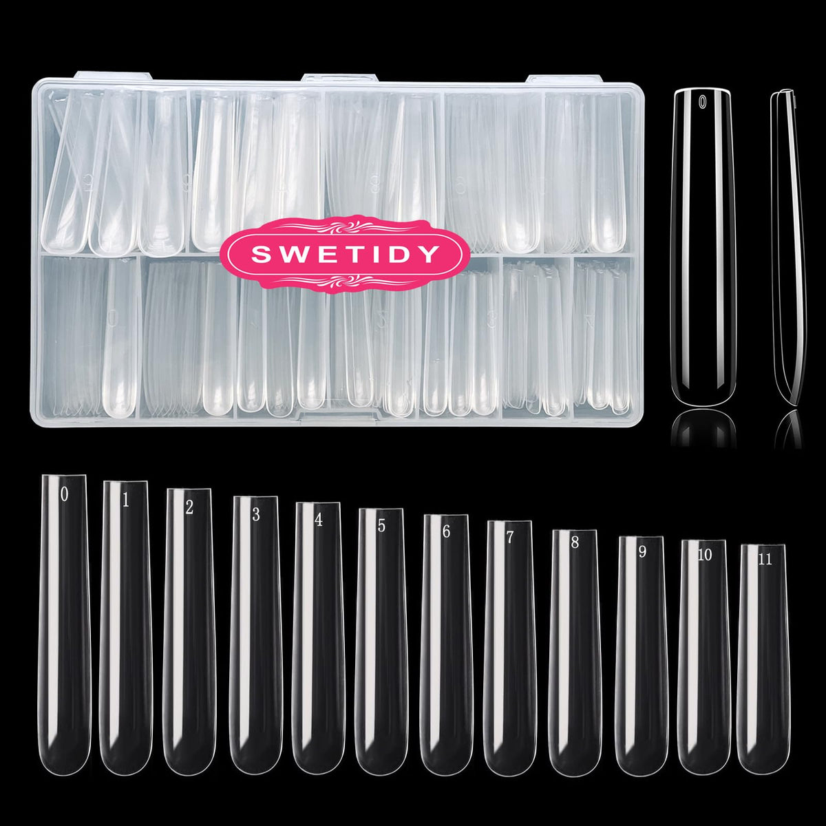 Swetidy 360Pcs 3Xl Square Nail Tips - Clear Abs Press On Nails For Salons & Diy Art