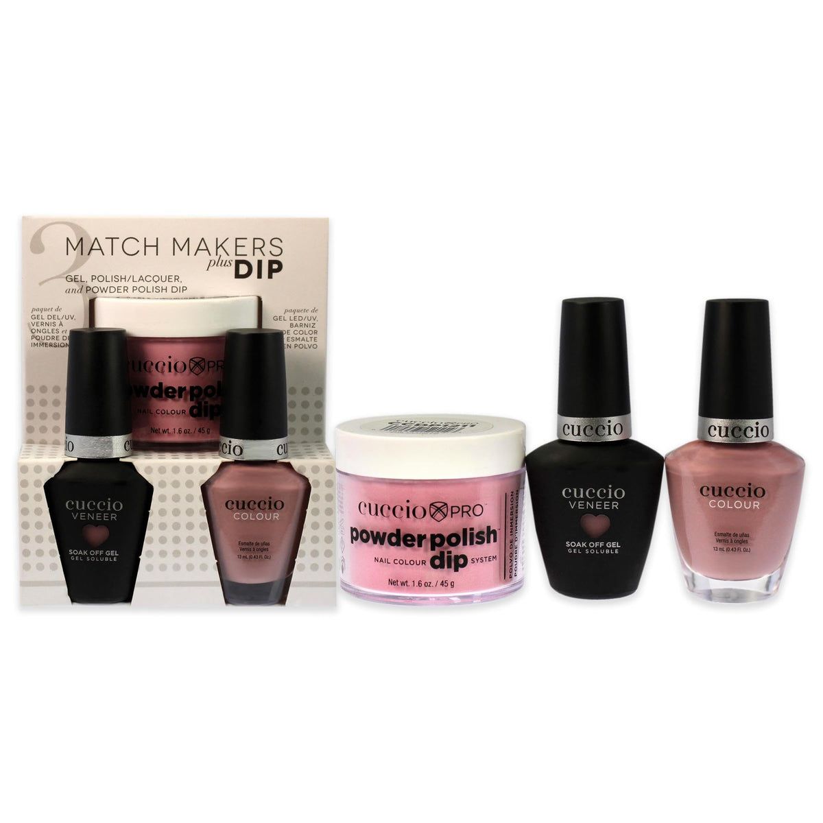 Cuccio Colour Matchmakers Nail Dip Kit - On Pointe - 3 Pc Matching Mani-Pedi Set