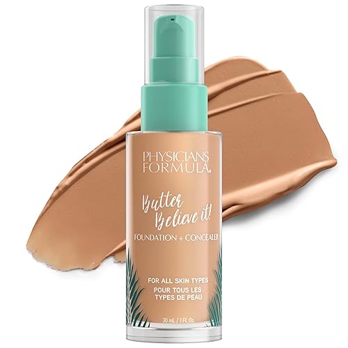 Physicians Formula Butter Believe It! Foundation + Concealer, Medium, 1 Fl Oz - Dermatologist Tested