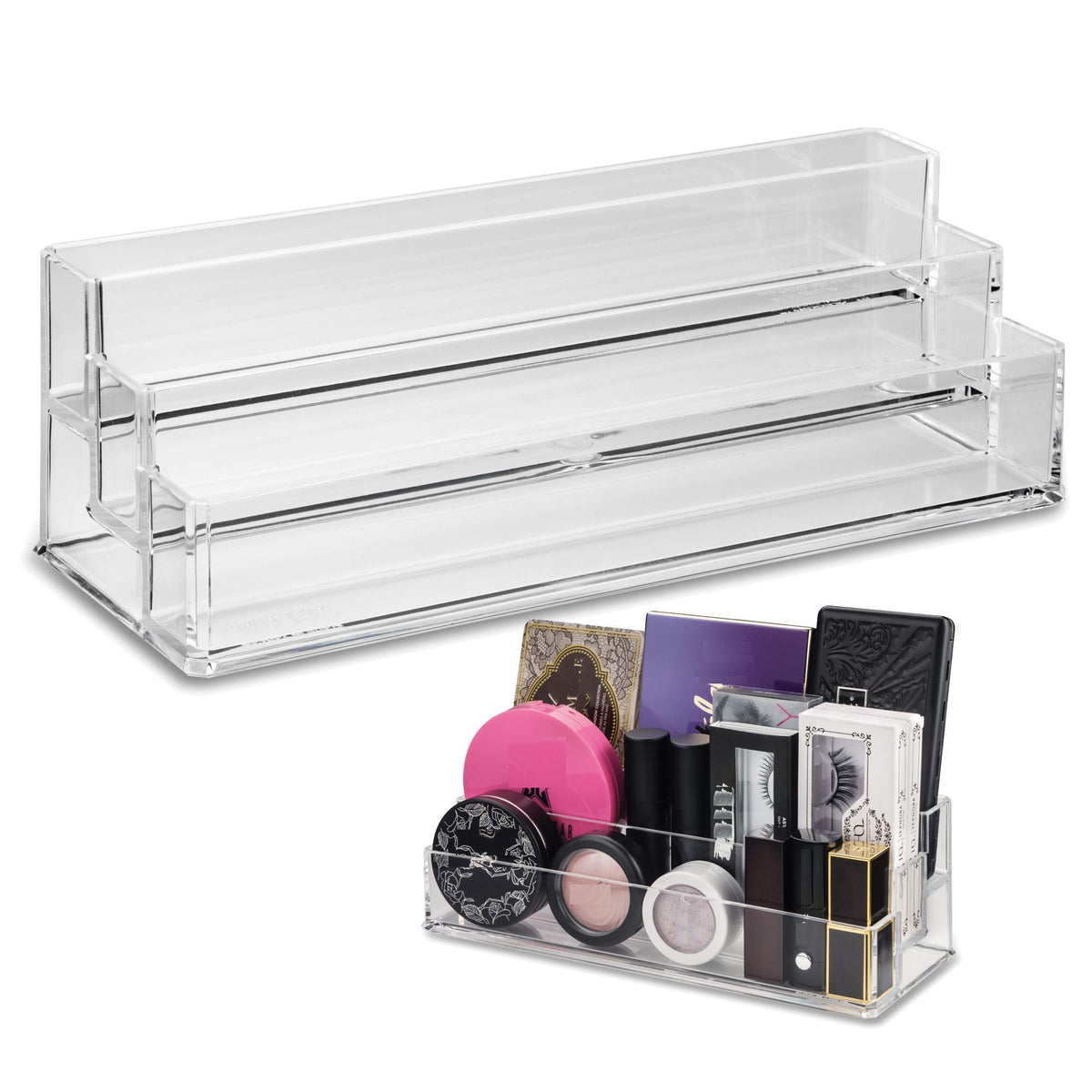 By Alegory Tiered Acrylic Eyeshadow Palette Organizer - Clear Cosmetic Storage For Makeup