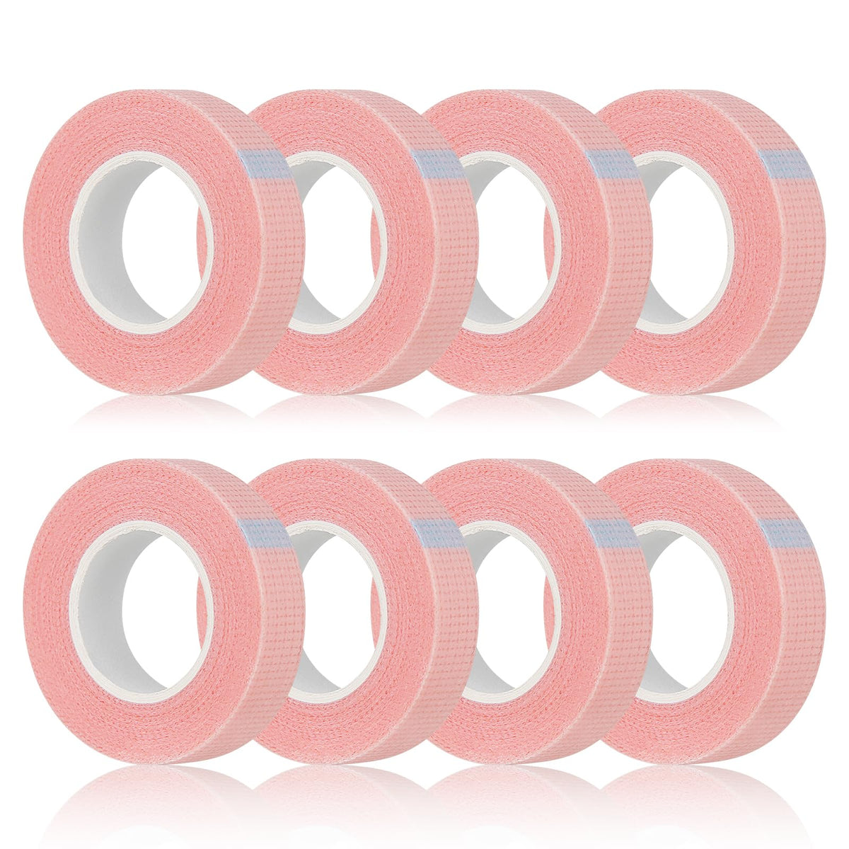 Flezoo Pink Lash Tape - 8 Rolls, 9M Breathable Non-Woven Fabric For Eyelash Extensions