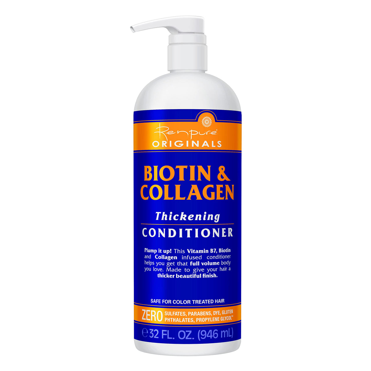 Renpure Biotin & Collagen Thickening Conditioner, 32 Fl Oz - Nourish & Strengthen Hair