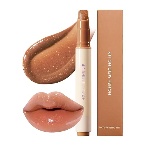 Nature Republic Honey Melting Lip Glitter 14 Maple - Glossy Lip Stick & Balm, 0.1 Oz