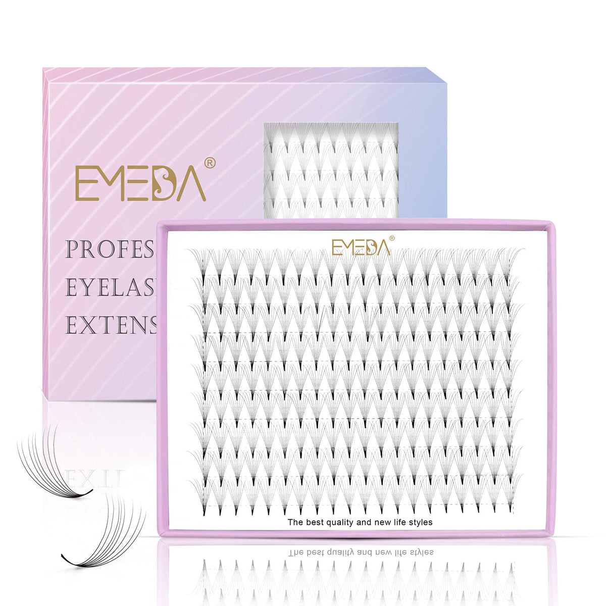 EMEDA 180 Fans Premade Eyelash Extensions 8D D Curl 0.07 10mm Thin Base Volume Lashes