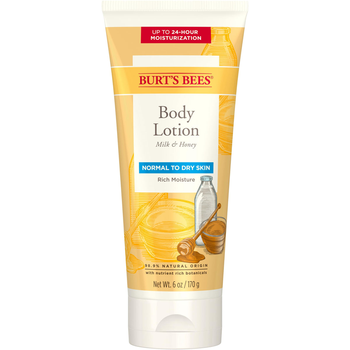 Burt’S Bees Body Lotion With Milk & Honey, 6 Oz - Nourishing For Normal To Dry Skin