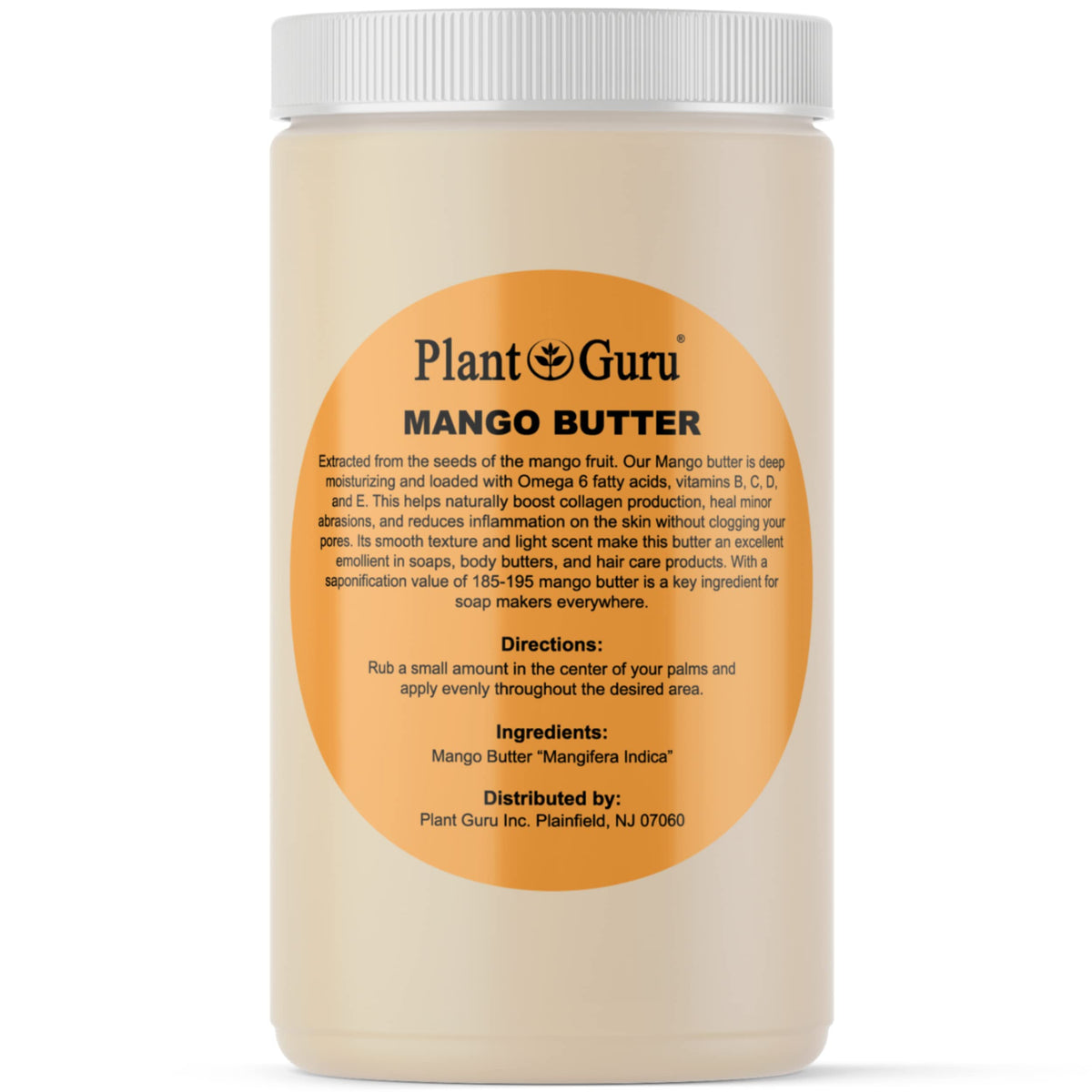 Plant Guru Raw Mango Butter 32 Oz - 100% Pure Unrefined For Skin, Hair Growth & Diy Projects