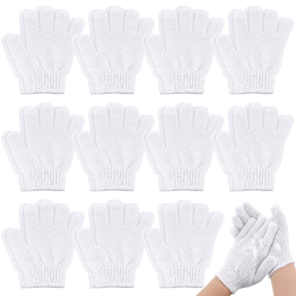 Ramede Exfoliating Gloves - 30 Pair Double-Sided Nylon Shower Scrubber For Men & Women, White