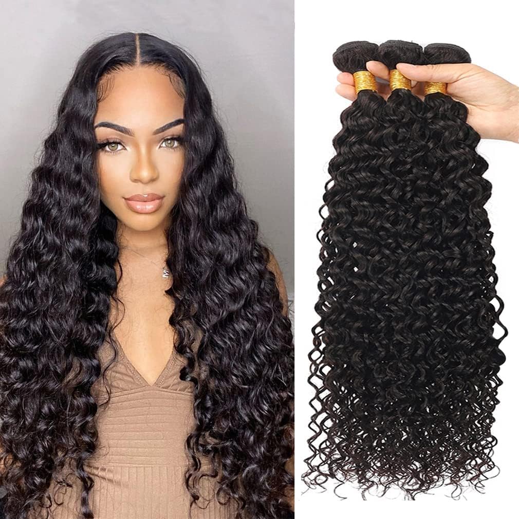 Beautymoon Wet And Wavy Human Hair Weave Bundles 10A 100% Virgin Remy 24-28 Inch Natural Black